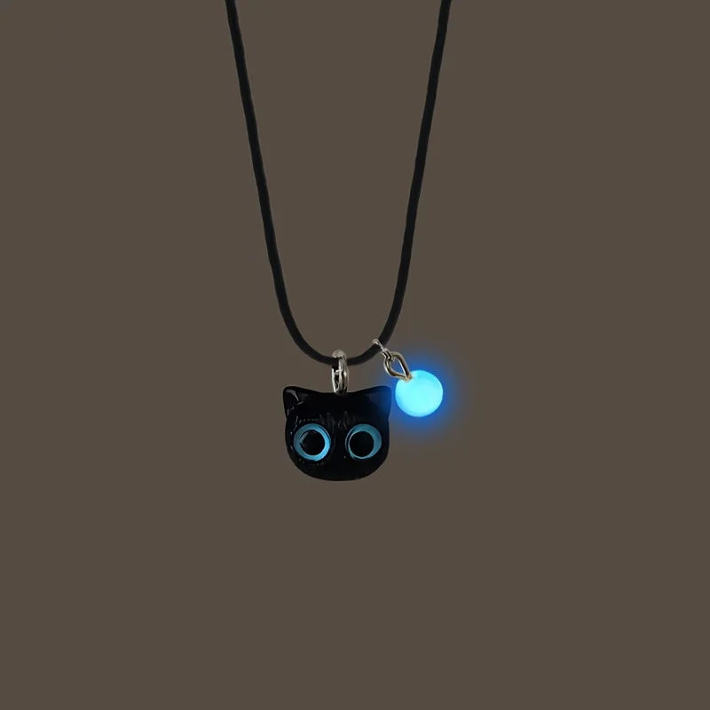 Gothic Fashion Black Cat Pendant Necklace